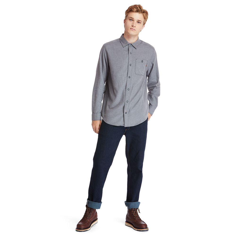 Camisa Timberland Hombre Pro® Woodfort Mid-Weight Flex Flannel Work Gris - Chile WQP-572934